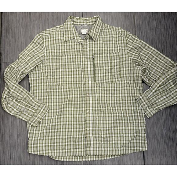 L.L. Bean Other - LL Bean Men’s Green/White Plaid Long Sleeve Shirt Vented Fishing Hiking Size XL